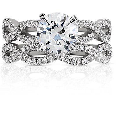 Infinity Twist Micropavé Diamond Wedding Ring in 14k White Gold (1/5 ct. tw.)