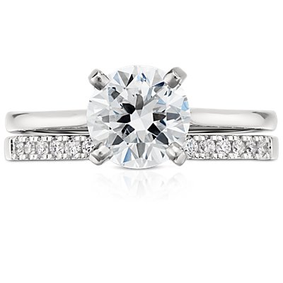 Petite Cathedral Pavé Diamond Ring in Platinum