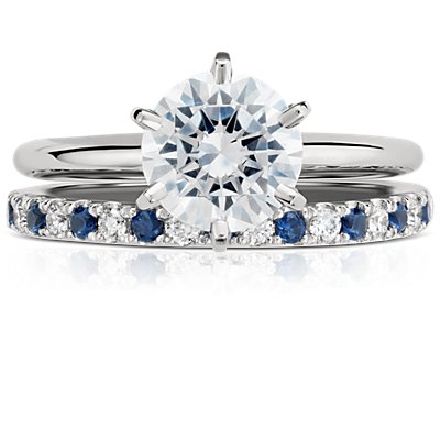Riviera Pave Sapphire and Diamond Ring in Platinum (1.5 mm)