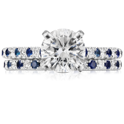 Riviera Micropavé Sapphire and Diamond Engagement Ring in Platinum ...