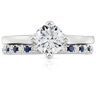 Riviera Pavé Sapphire and Diamond Ring in 14k White Gold (1.5mm)