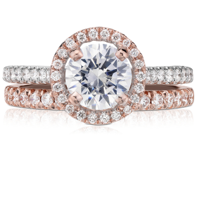 Floating Halo Diamond Engagement Ring in 14k White and Rose Gold (1/3 ...