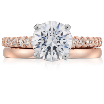 French Pavé Diamond Engagement Ring In 14K Rose Gold (1/4 Ct. Tw.) | Blue  Nile