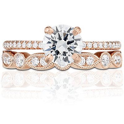 Milgrain Marquise and Dot Diamond Ring in 14k Rose Gold (1/5 ct. tw.) 