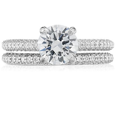 Trio Micropavé Diamond Wedding Ring in 14k White Gold