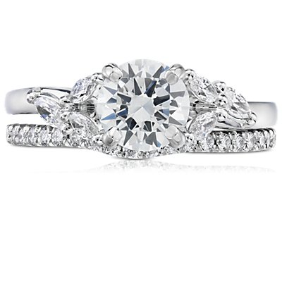 Blue Nile Studio Petite Crown Curved Diamond Ring in Platinum (1/3 ct. tw.)