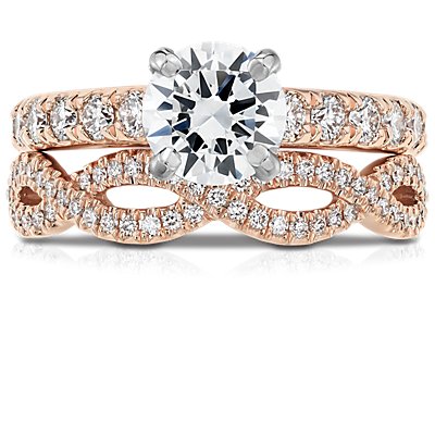 Infinity Twist Micropavé Diamond Wedding Ring in 14k Rose Gold (0.21 ct. tw.)