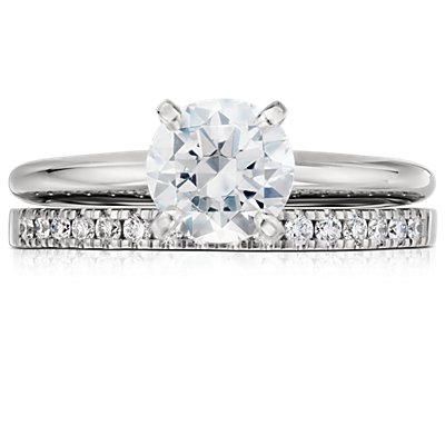 Petite Cathedral Pavé Diamond Ring in 18k White Gold