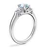 Classic Three Stone Engagement Ring with Oval Aquamarine in Platinum (8x6mm)