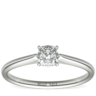 1 2 Carat Astor Cushion Cut Petite Solitaire In Platinum H Si2