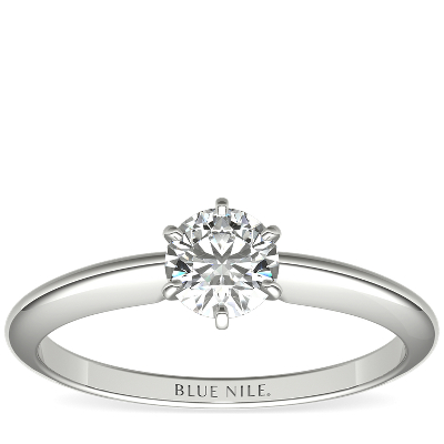 1/2 Carat Classic Six-Prong Solitaire Engagement Ring in 14k White Gold (I/SI2) Ready-to-Ship