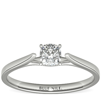 1 2 Carat Astor Cushion Cut Petite Cathedral Solitaire In Platinum