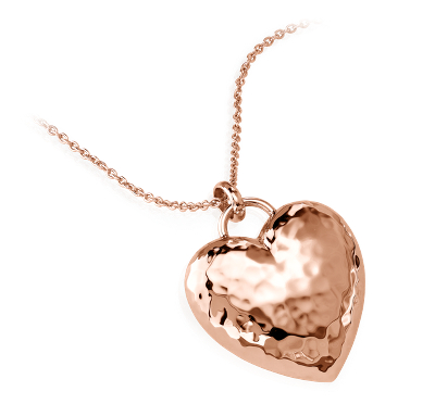 Hammered Heart Pendant in 14k Rose Gold | Blue Nile
