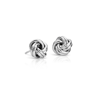 Petite Love Knot Earrings in 14k Italian White Gold | Blue Nile