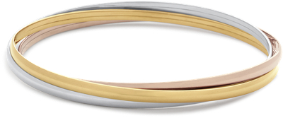 Trio Bangle Bracelet in 14k Yellow, White and Rose Gold | Blue Nile
