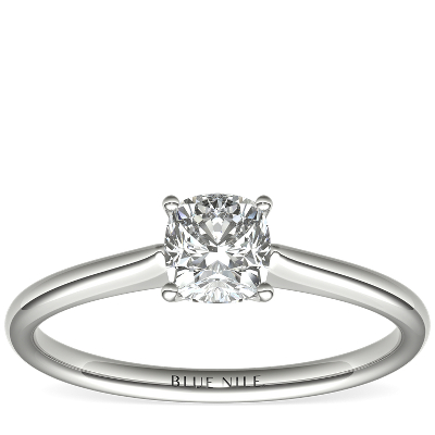 3 4 Carat Astor Cushion Cut Petite Solitaire In Platinum H Si2