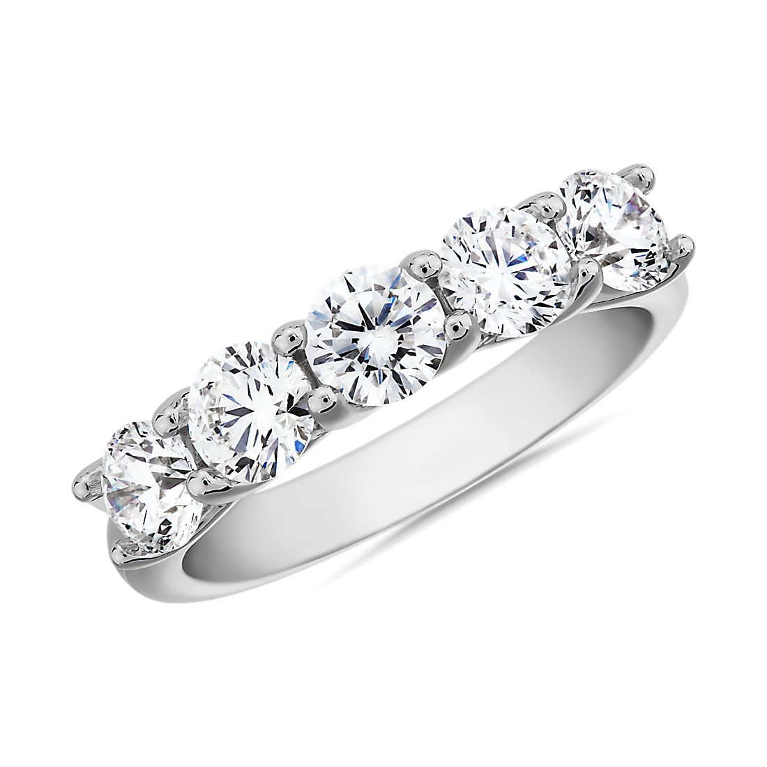 5 Stone Gallery Diamond Wedding Ring in 14k White Gold (1 1/2 ct. tw.)