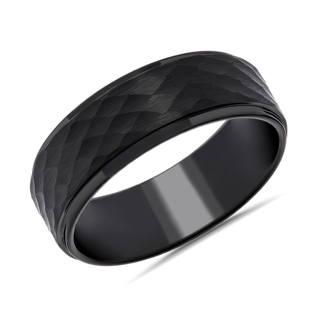 黑色碳化钨哑光锤制内圈圆弧设计结婚戒指（8 毫米）