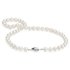 プレミアあこや養殖真珠ネックレス、ダイヤモンドクラスプ付き  (K18ホワイトゴールド)  （8.0-8.5mm）