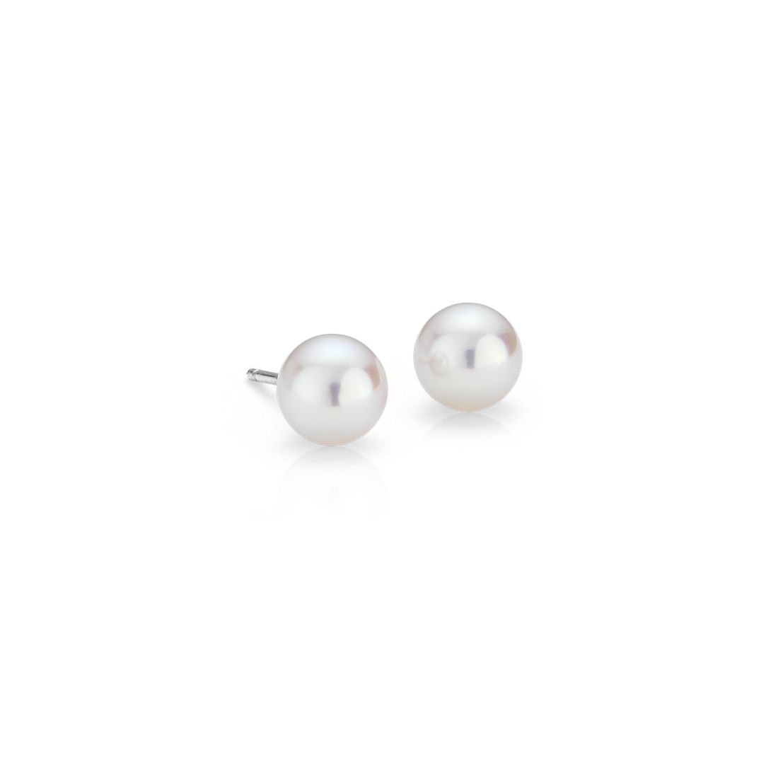 Boucles d’oreilles de perles de culture d’Akoya de la plus haute qualité en or blanc 18 carats(6-6,5 mm)