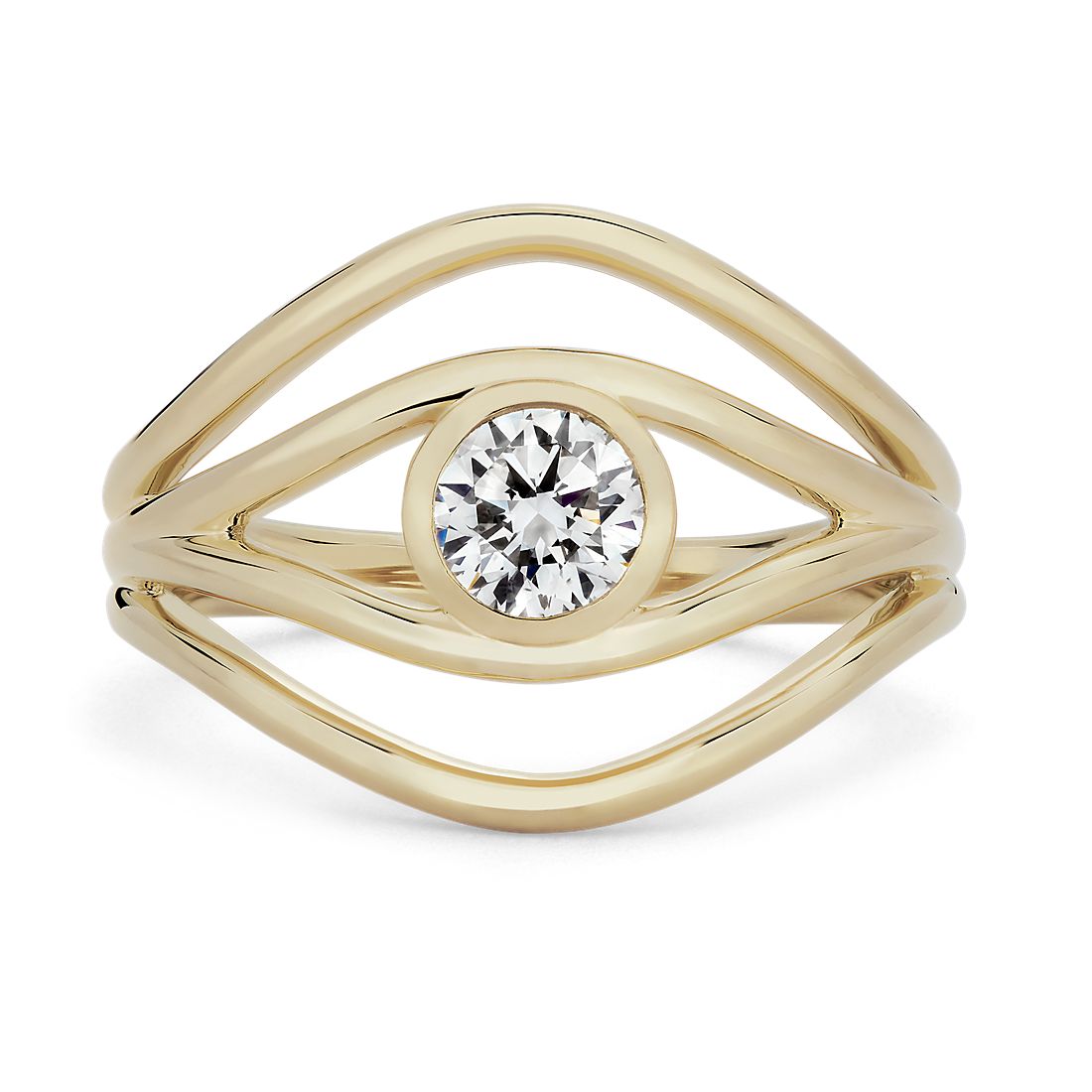 ALMASIKA ‘Serene’ Bezel-Set Diamond Engagement Ring in 18k Yellow Gold