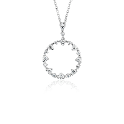 Alternating Size Diamond Circle Pendant In 14k White Gold 1 2 Ct