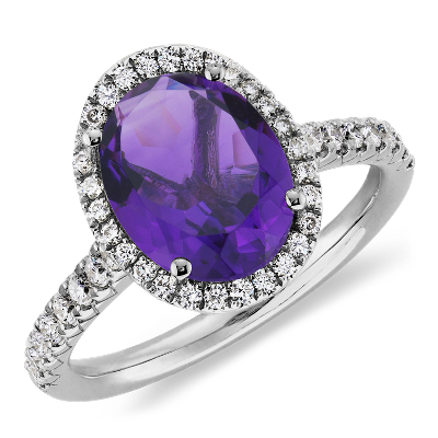 amethyst ring diamond 18k rings jewelry diamonds round bluenile