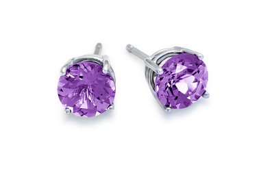 Amethyst Stud Earrings in 18k White Gold (7mm) | Blue Nile