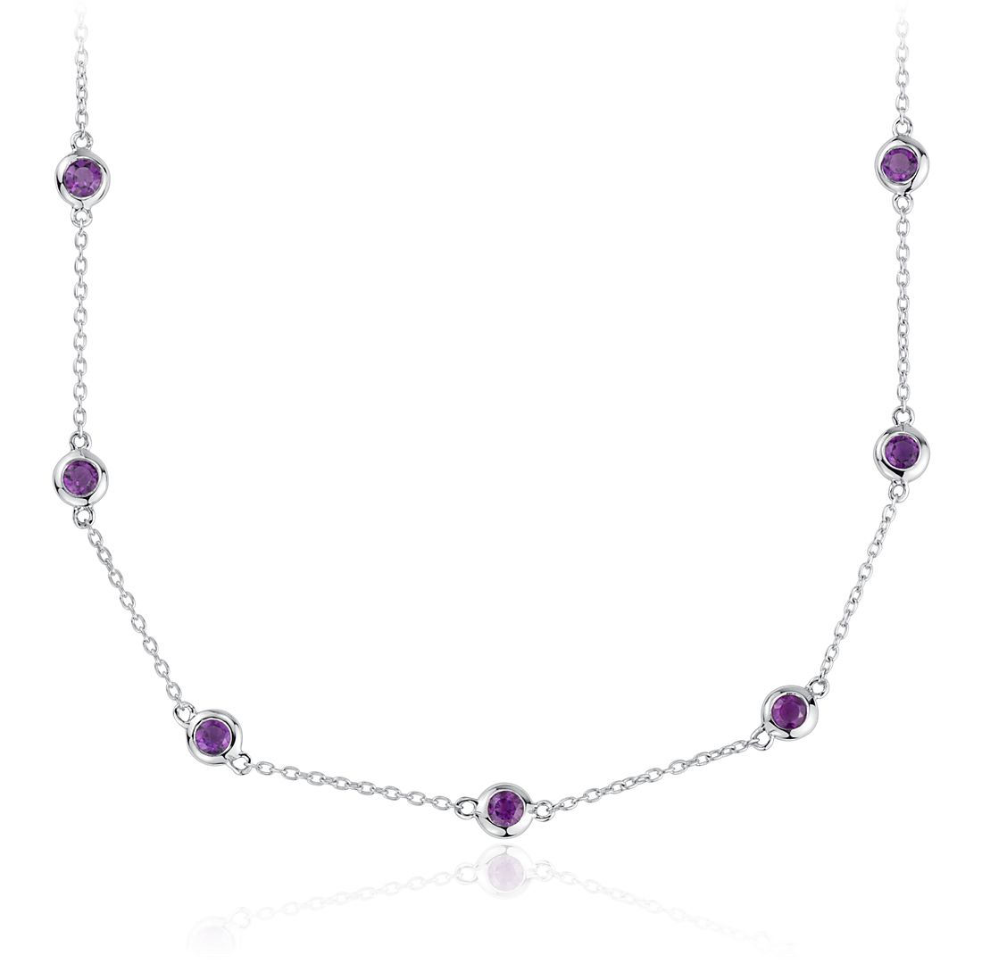Amethyst Stationed Necklace in Sterling Silver (3mm) | Blue Nile