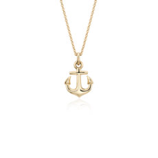 Petite Anchor Pendant in 14k Yellow Gold