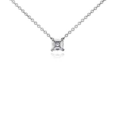 Asscher Diamond Solitaire Pendant in 14k White Gold (1/2 ct. tw ...