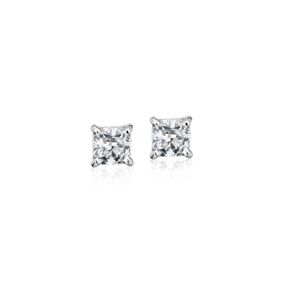 Astor Cushion Cut Diamond Stud Earrings In Platinum 2 Ct Tw