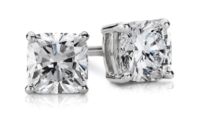 Astor Cushion Cut Diamond Stud Earrings In Platinum 1 Ct Tw