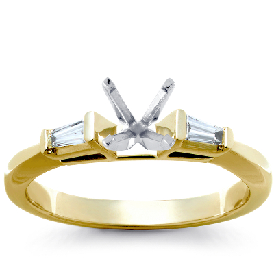 Baguette And Round Ballerina Halo Diamond Engagement Ring In 14k Yellow Gold Blue Nile