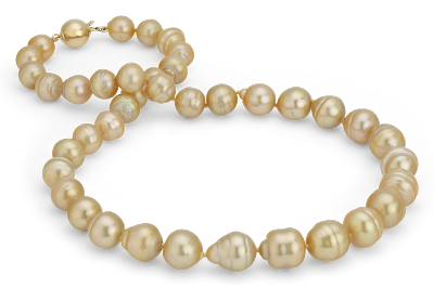 yellow gold pearl necklace