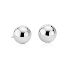 Bead Ball Stud Earrings in Sterling Silver (10mm)