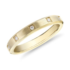 Beveled Edge Diamond Eternity Wedding Ring in 14k Yellow Gold (3mm)