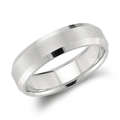 Beveled Edge Matte Wedding Ring In Platinum 6mm Blue Nile