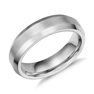 Beveled Edge Matte Wedding Ring in Cobalt (6mm) | Blue Nile