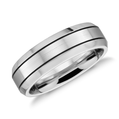 Beveled Edge Matte Wedding Ring in Cobalt (7 mm) | Blue Nile