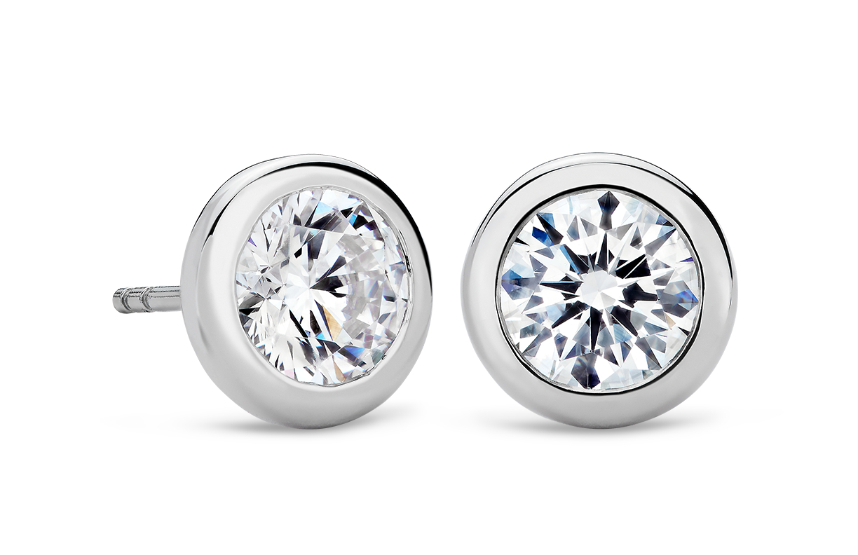 Bezel Earrings in Platinum | Blue Nile