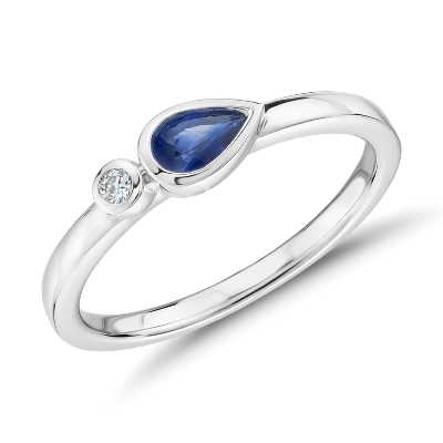 Bague Superposable Avec Diamant Et Saphir Forme Poire Serti Droit