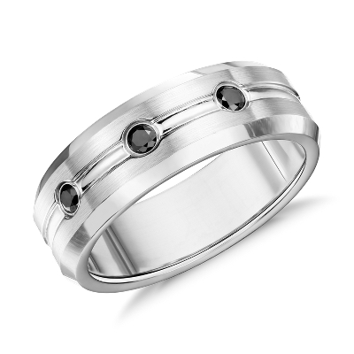 Matte Black Diamond Wedding Ring In Cobalt 7 5mm Blue Nile