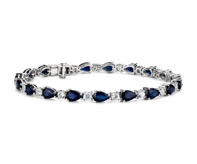 Blue and White Sapphire Bracelet in 14K White Gold | Blue Nile