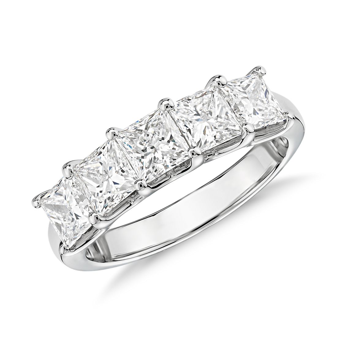 Blue Nile Signature Five-Stone Princess-Cut Diamond Ring in Platinum (2 ct. tw.)