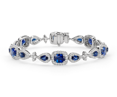 Cushion and Pear Shaped Blue Sapphire Diamond Halo ...