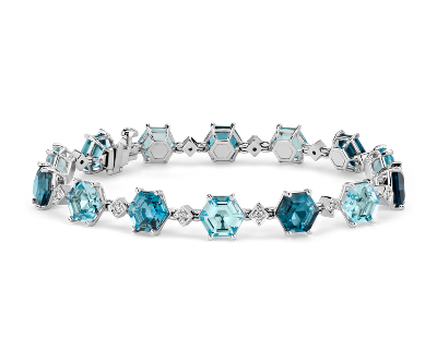Blue Topaz Hexagon Bracelet 14k White Gold (7x7mm) | Blue Nile