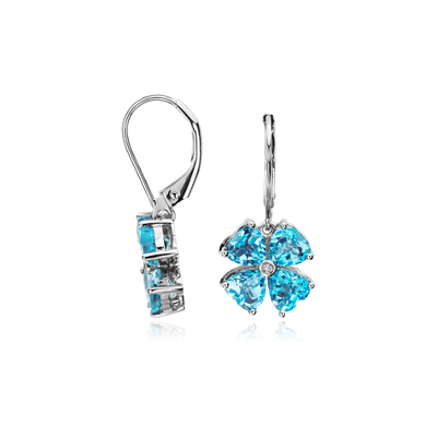 Blue Topaz Flower Earrings in 14k White Gold Blue Nile