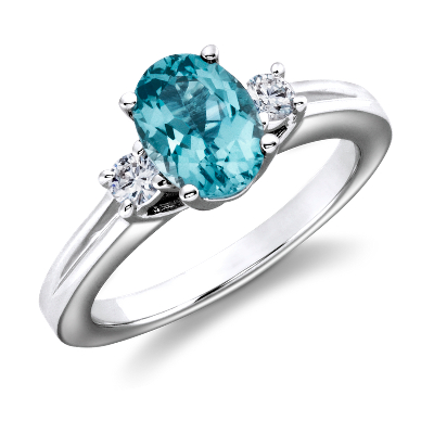 Blue Topaz and Diamond Ring in 18k White Gold (8x6mm) | Blue Nile