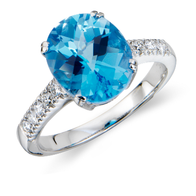 Blue Topaz and Diamond Ring in 18k White Gold | Blue Nile
